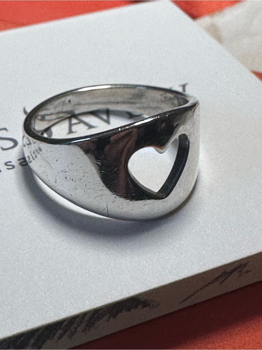 RETIRED James Avery Sterling Silver Open Heart Cutout Wide Band Ring Size 8.0